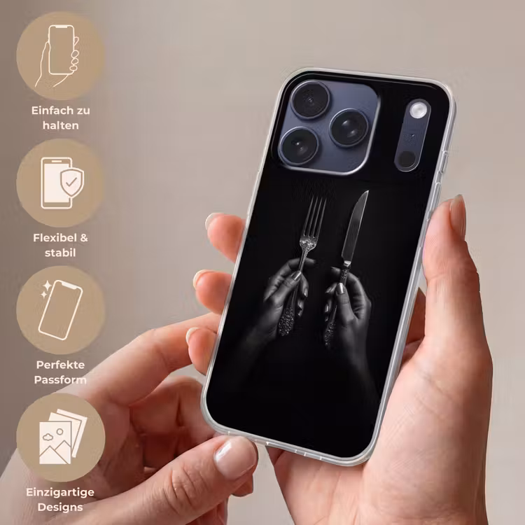 Bestek - Zwart - Wit Telefoonhoesje iPhone 17 Pro klein -sfeer3_DE