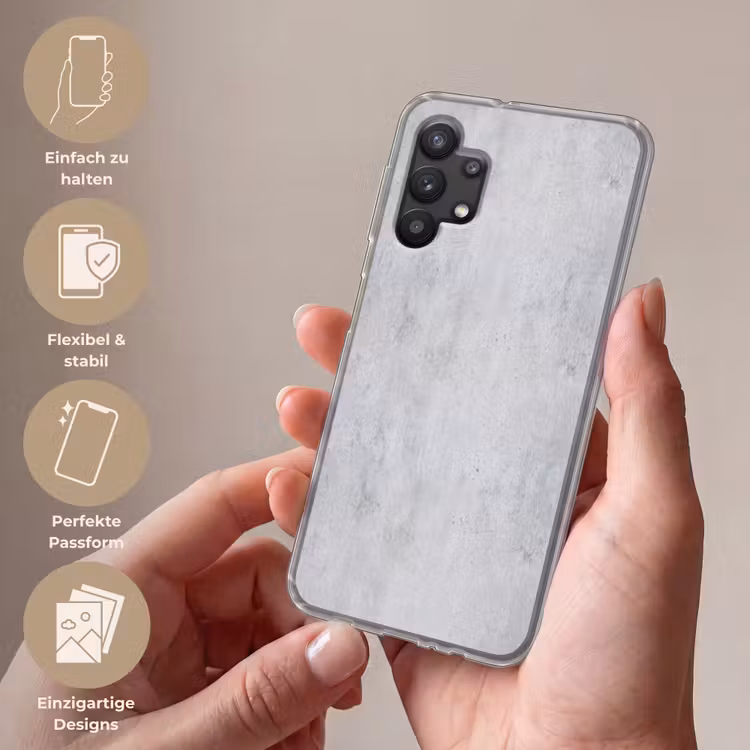 Beton - Textuur - Achtergrond - Grijs - Industrieel Telefoonhoesje Samsung Galaxy A32 5G klein -sfeer3_DE