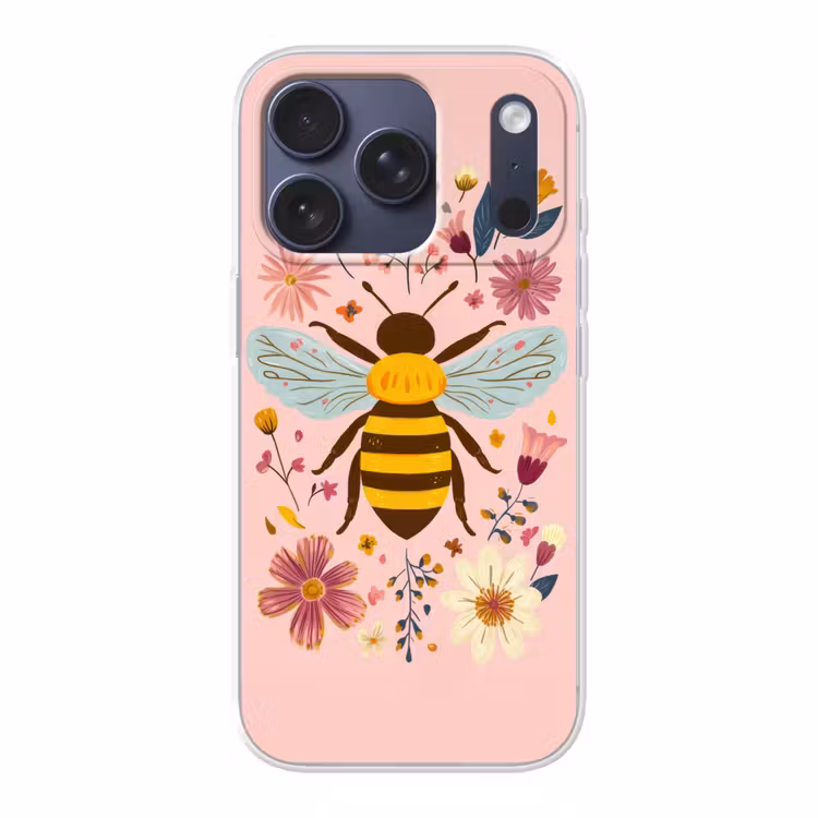 Bij - Geel - Bloemen - Kleurrijk Telefoonhoesje iPhone 17 Pro klein -3d