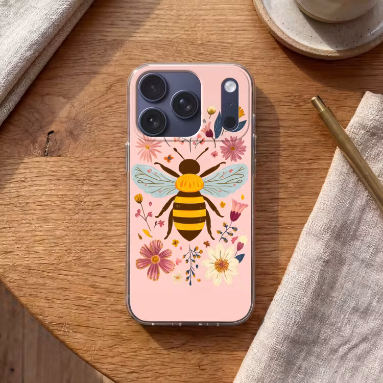 Bij - Geel - Bloemen - Kleurrijk Telefoonhoesje iPhone 17 Pro klein -sfeer1