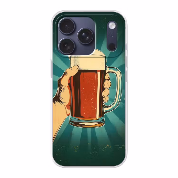 Bierglas - Schuim - Retro - Groen Telefoonhoesje iPhone 17 Pro klein -3d