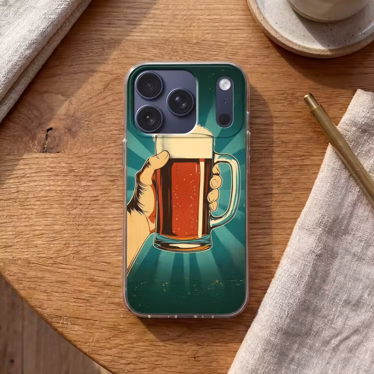 Bierglas - Schuim - Retro - Groen Telefoonhoesje iPhone 17 Pro klein -sfeer1