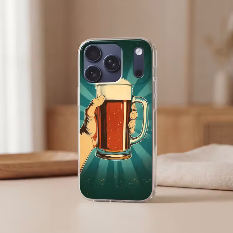 Bierglas - Schuim - Retro - Groen Telefoonhoesje iPhone 17 Pro klein -sfeer2