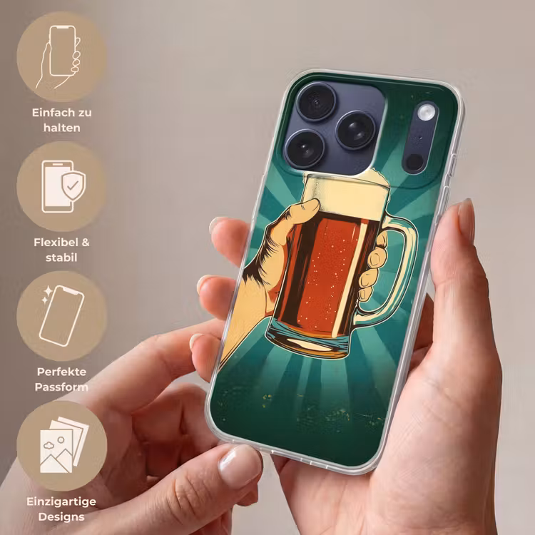 Bierglas - Schuim - Retro - Groen Telefoonhoesje iPhone 17 Pro klein -sfeer3_DE