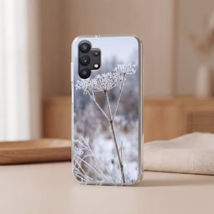 Schermbloem - Rijp - Kristallen - Winter - Delicaat Telefoonhoesje Samsung Galaxy A32 5G klein -sfeer2