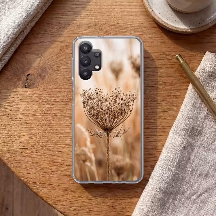 Schermbloem - Droogbloem - Winter - Beige - Minimalistisch Telefoonhoesje Samsung Galaxy A32 5G klein -sfeer1