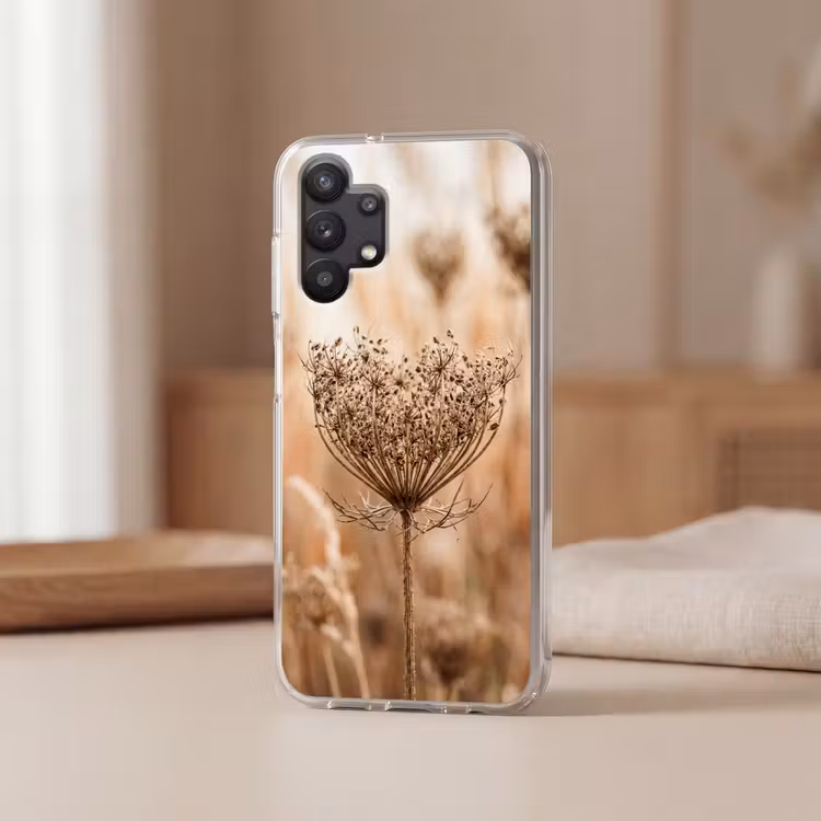 Schermbloem - Droogbloem - Winter - Beige - Minimalistisch Telefoonhoesje Samsung Galaxy A32 5G klein -sfeer2