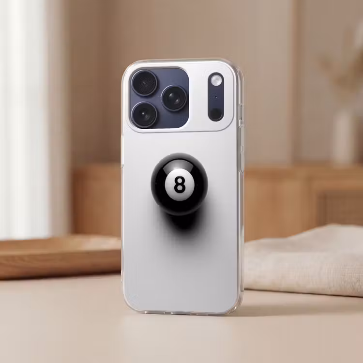 Biljartbal - Getal - Acht - Wit Telefoonhoesje iPhone 17 Pro klein -sfeer2
