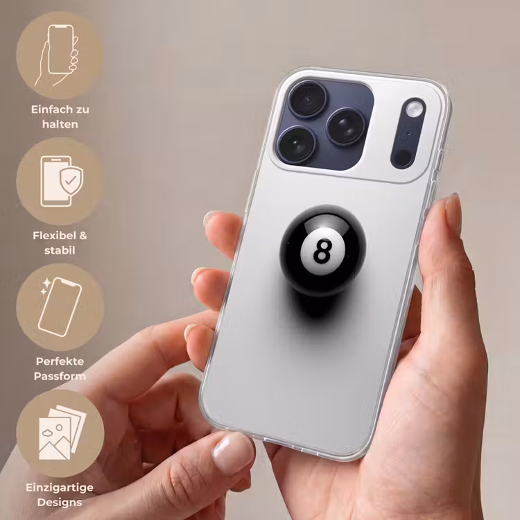 Biljartbal - Getal - Acht - Wit Telefoonhoesje iPhone 17 Pro klein -sfeer3_DE