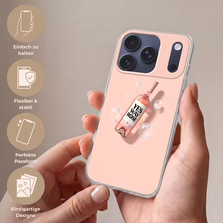 Bubbels - Rosé - Roze Telefoonhoesje iPhone 17 Pro klein -sfeer3_DE