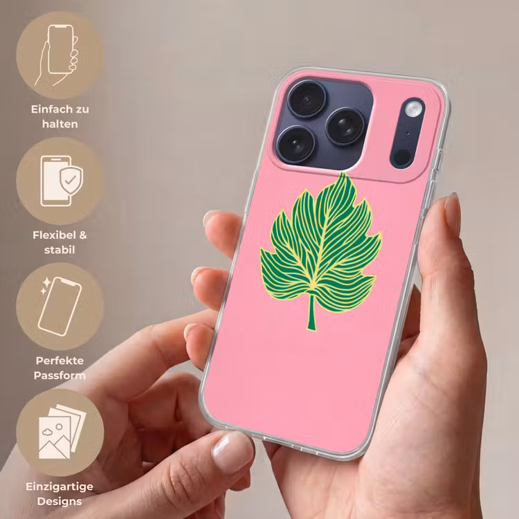 Blad - Groen - Illustratie - Minimalistisch Telefoonhoesje iPhone 17 Pro klein -sfeer3_DE