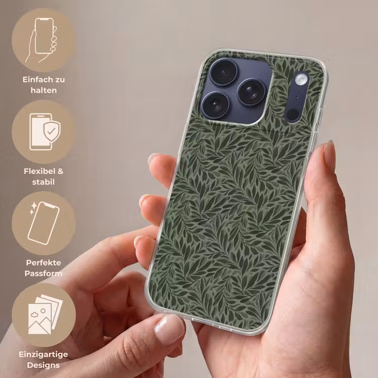 Bladeren - Organisch - Groen Telefoonhoesje iPhone 17 Pro klein 878 -sfeer3_DE