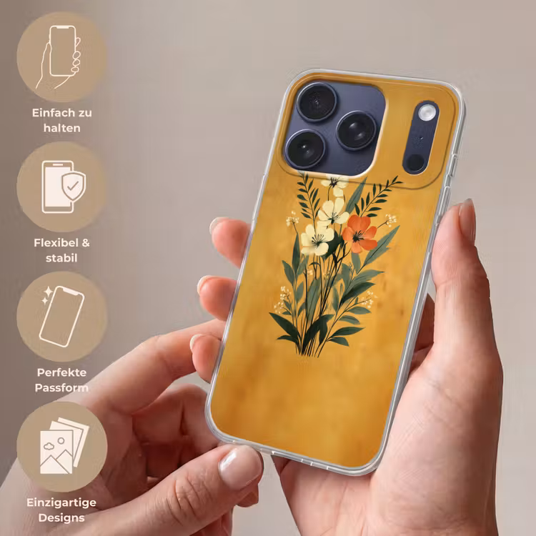 Bladeren - Boeket - Bloemen - Geel Telefoonhoesje iPhone 17 Pro klein -sfeer3_DE