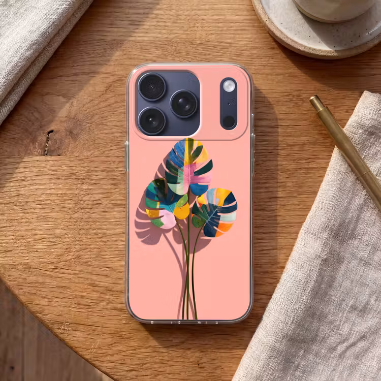 Bladeren - Geschilderd - Vlakken - Kleurrijk Telefoonhoesje iPhone 17 Pro klein -sfeer1