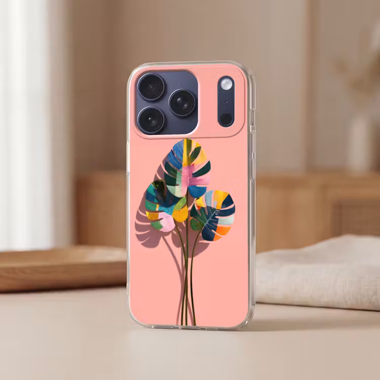 Bladeren - Geschilderd - Vlakken - Kleurrijk Telefoonhoesje iPhone 17 Pro klein -sfeer2