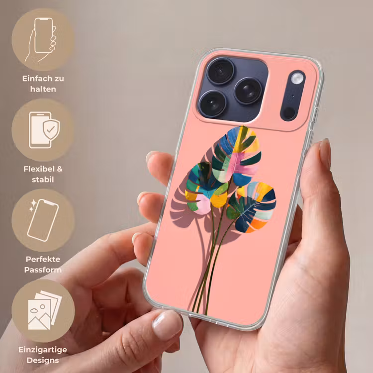 Bladeren - Geschilderd - Vlakken - Kleurrijk Telefoonhoesje iPhone 17 Pro klein -sfeer3_DE