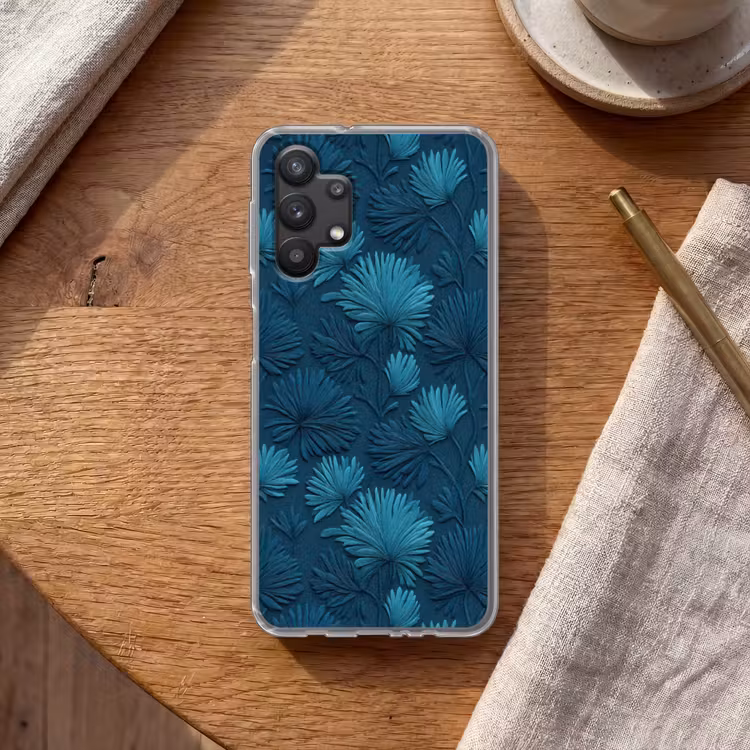 Bladeren - Reliëf - Patroon - Oceaanblauw - Modern Telefoonhoesje Samsung Galaxy A32 5G klein 346 -sfeer1