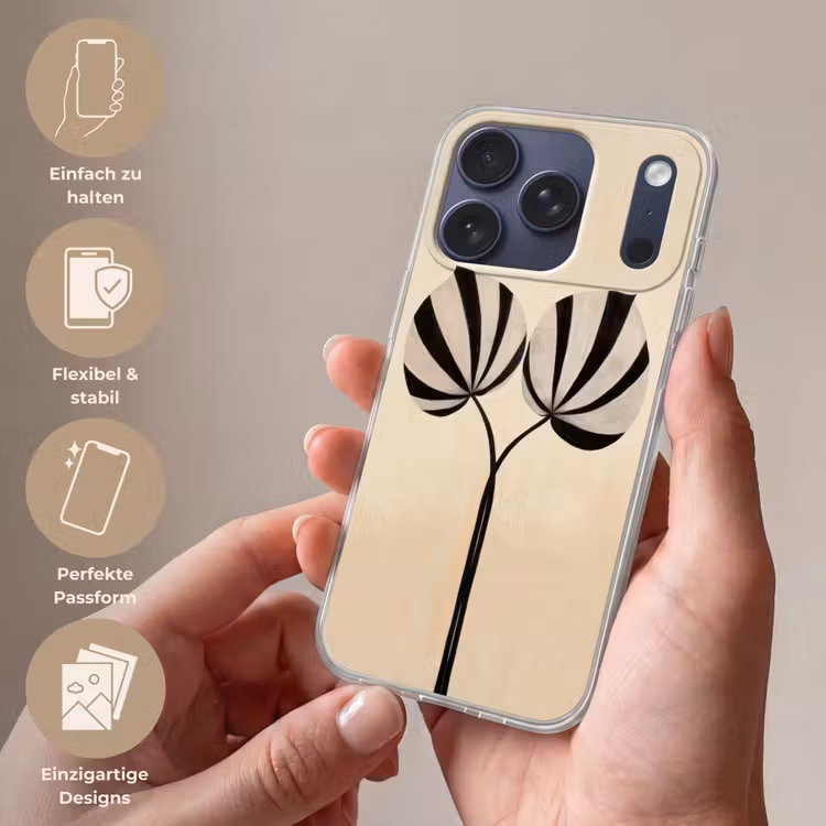 Bladeren - Gestreept - Stengel - Beige Telefoonhoesje iPhone 17 Pro klein -sfeer3_DE
