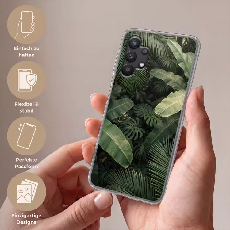 Bladeren - Groen - Tropisch - Natuur Telefoonhoesje Samsung Galaxy A32 5G klein -sfeer3_DE