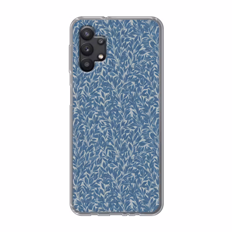 Bladeren - Klassiek - Patroon - Donkerblauw - Vintage Telefoonhoesje Samsung Galaxy A32 5G klein 346 -3d