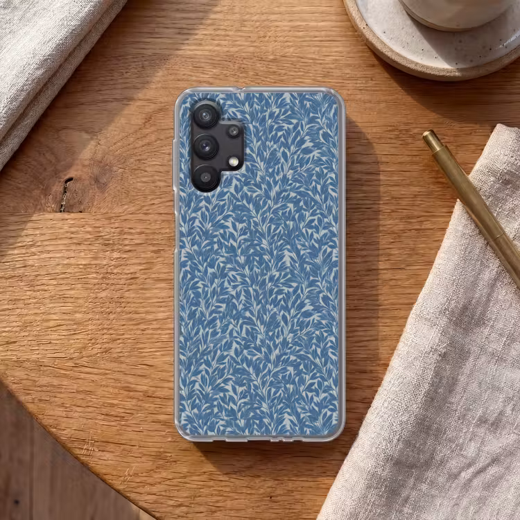 Bladeren - Klassiek - Patroon - Donkerblauw - Vintage Telefoonhoesje Samsung Galaxy A32 5G klein 346 -sfeer1