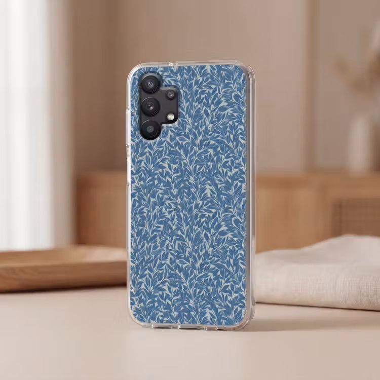 Bladeren - Klassiek - Patroon - Donkerblauw - Vintage Telefoonhoesje Samsung Galaxy A32 5G klein 346 -sfeer2