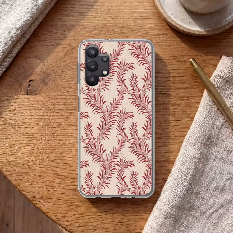 Bladeren - Linnen - Rood Telefoonhoesje Samsung Galaxy A32 5G klein 346 -sfeer1