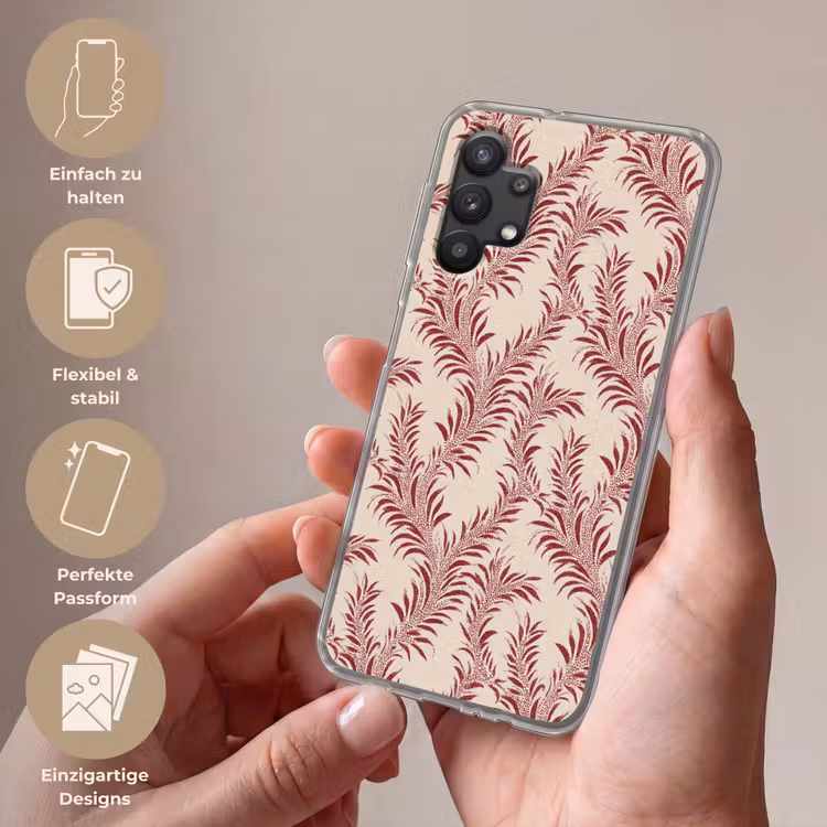 Bladeren - Linnen - Rood Telefoonhoesje Samsung Galaxy A32 5G klein 346 -sfeer3_DE