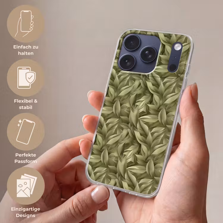 Bladeren - Modern - Groen Telefoonhoesje iPhone 17 Pro klein 878 -sfeer3_DE