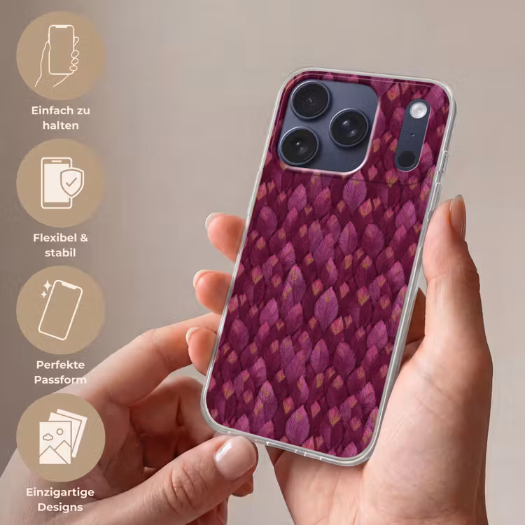 Bladeren - Patroon - Burgundy Telefoonhoesje iPhone 17 Pro klein 878 -sfeer3_DE