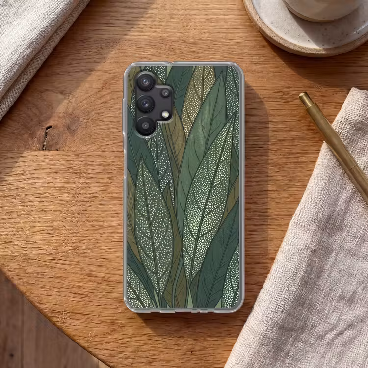 Bladeren - Patroon - Gestippeld - Natuur - Groen Telefoonhoesje Samsung Galaxy A32 5G klein -sfeer1