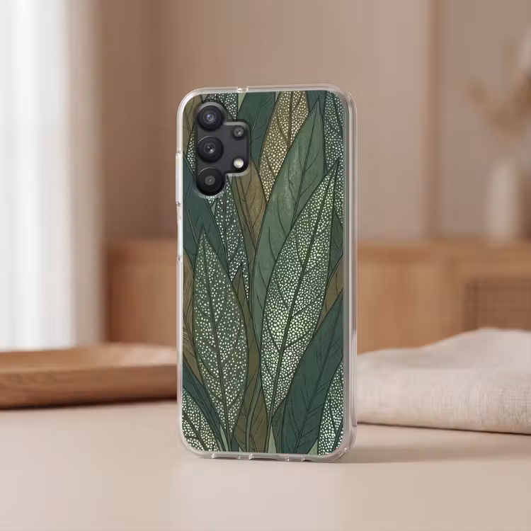 Bladeren - Patroon - Gestippeld - Natuur - Groen Telefoonhoesje Samsung Galaxy A32 5G klein -sfeer2