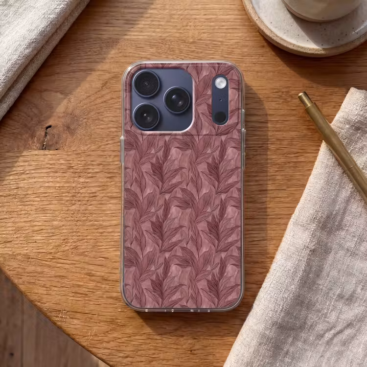 Bladeren - Patroon - Paars Telefoonhoesje iPhone 17 Pro klein 878 -sfeer1