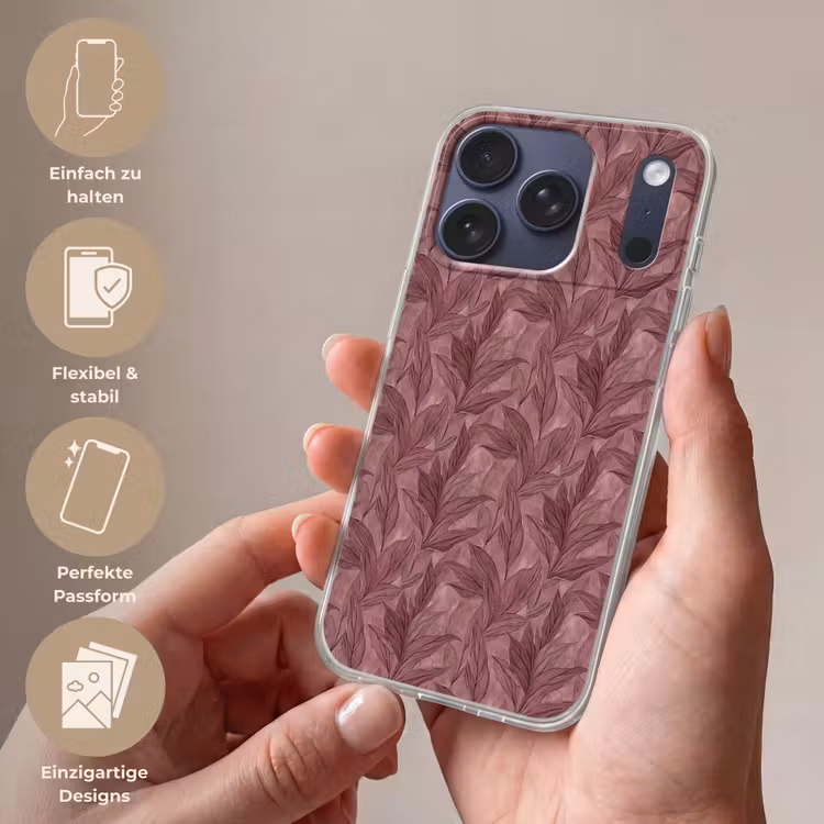 Bladeren - Patroon - Paars Telefoonhoesje iPhone 17 Pro klein 878 -sfeer3_DE