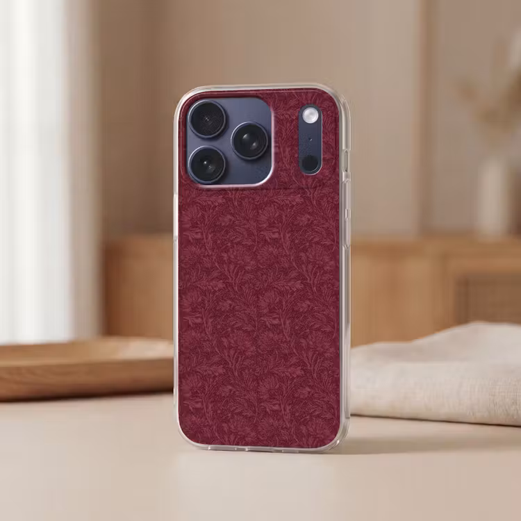 Bladeren - Patroon - Paars Telefoonhoesje iPhone 17 Pro klein 878 -sfeer2