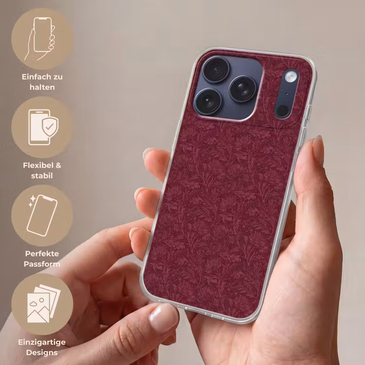 Bladeren - Patroon - Paars Telefoonhoesje iPhone 17 Pro klein 878 -sfeer3_DE