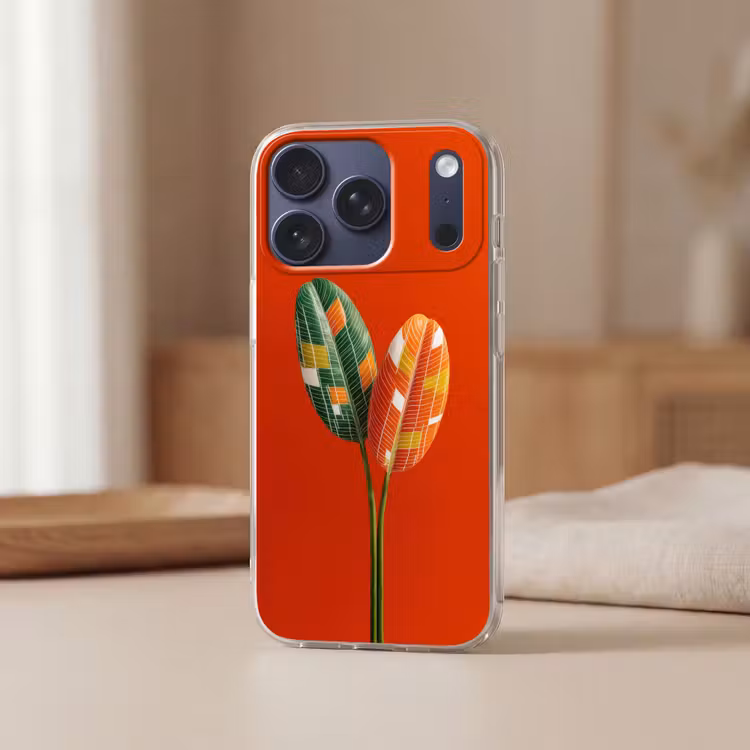 Bladeren - Ovaal - Mozaïek - Patroon Telefoonhoesje iPhone 17 Pro klein -sfeer2