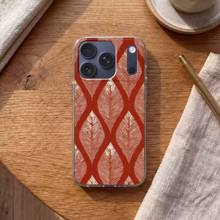 Bladeren - Rood - Elegant Telefoonhoesje iPhone 17 Pro klein -sfeer1