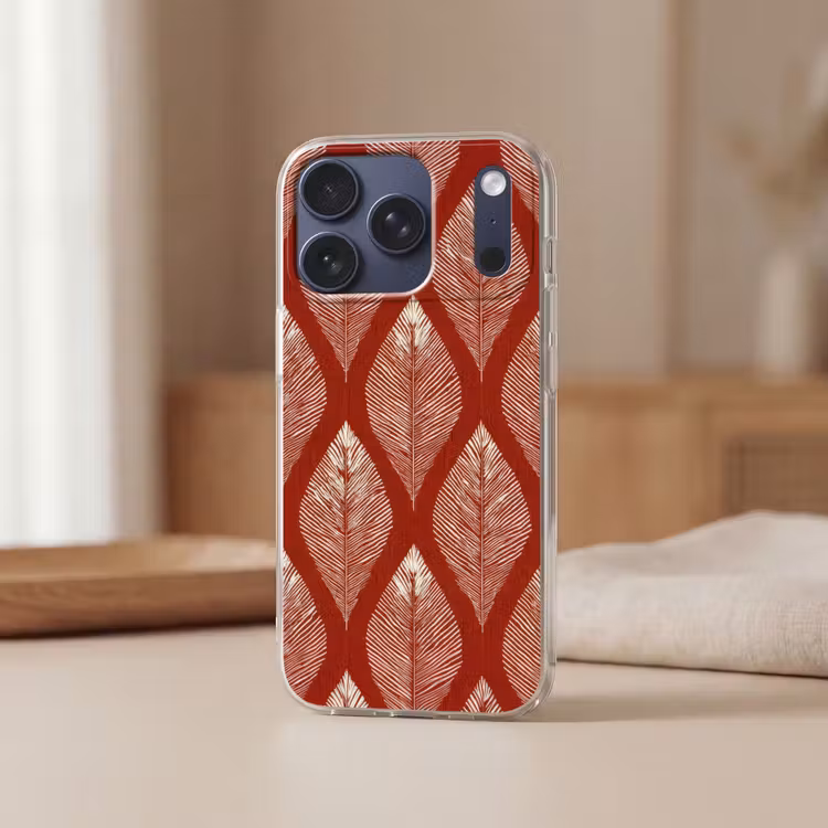 Bladeren - Rood - Elegant Telefoonhoesje iPhone 17 Pro klein -sfeer2