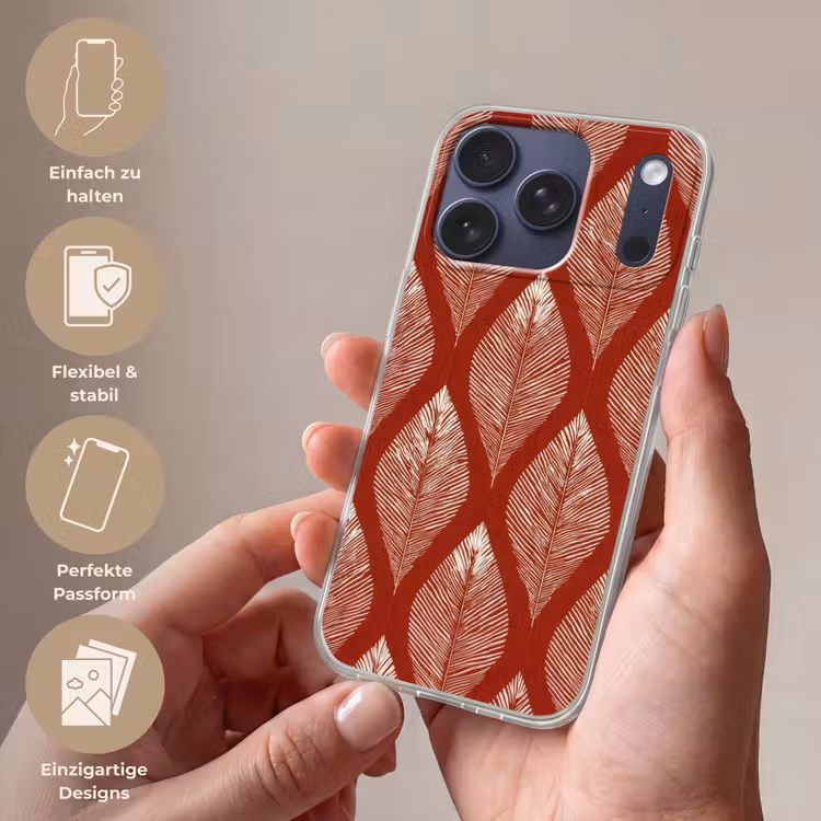 Bladeren - Rood - Elegant Telefoonhoesje iPhone 17 Pro klein -sfeer3_DE