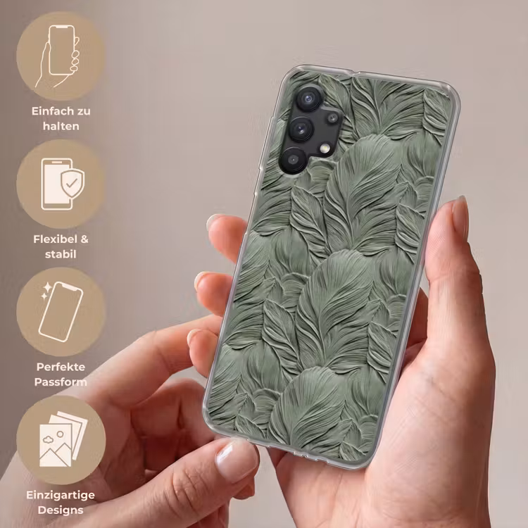 Bladeren - Textuur - Groen Telefoonhoesje Samsung Galaxy A32 5G klein 346 -sfeer3_DE