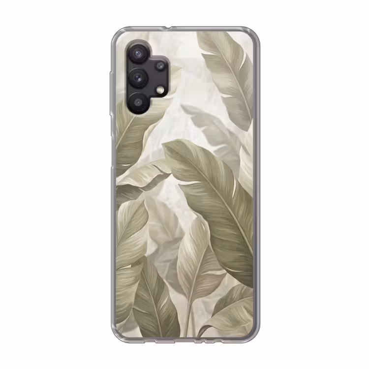 Bladeren - Tropisch - Natuur - Abstract - Beige Telefoonhoesje Samsung Galaxy A32 5G klein -3d