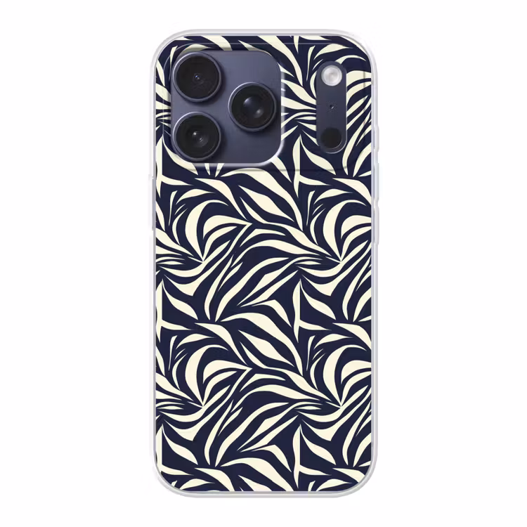 Bladvormen - Blauw - Patroon - Wit Telefoonhoesje iPhone 17 Pro klein 878 -3d