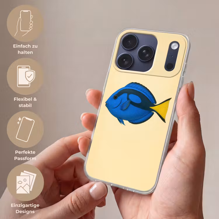 Blauw - Dory - Vis - Staartvin Telefoonhoesje iPhone 17 Pro klein -sfeer3_DE