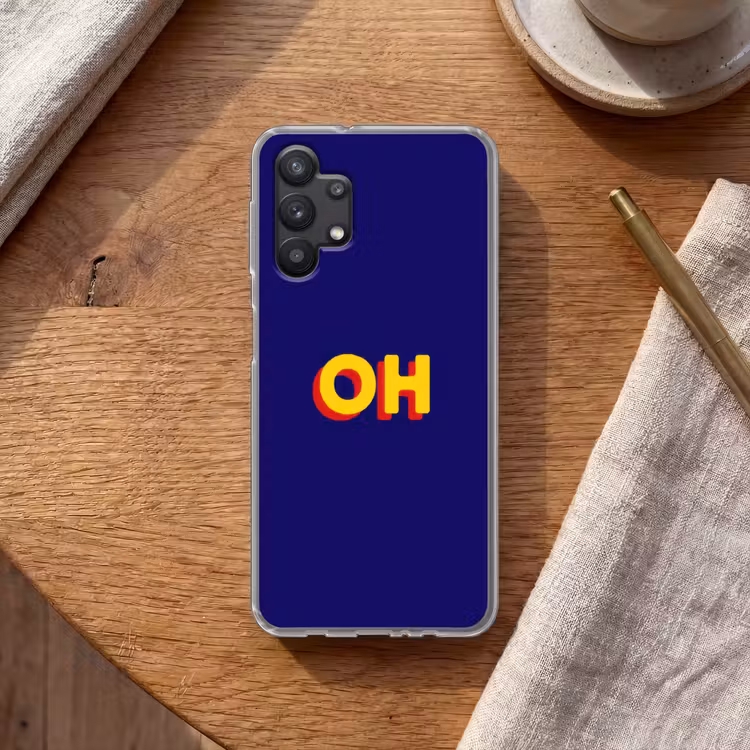 Blauw - Geel - OH - Schaduw Telefoonhoesje Samsung Galaxy A32 5G klein -sfeer1