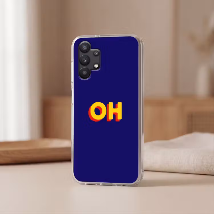 Blauw - Geel - OH - Schaduw Telefoonhoesje Samsung Galaxy A32 5G klein -sfeer2