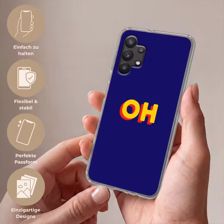 Blauw - Geel - OH - Schaduw Telefoonhoesje Samsung Galaxy A32 5G klein -sfeer3_DE