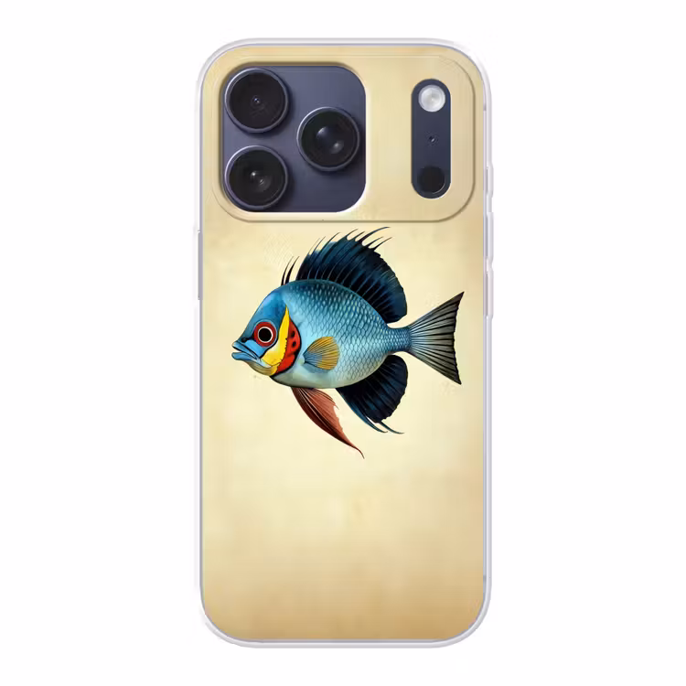 Blauw - Kieuwen - Vis - Illustratie Telefoonhoesje iPhone 17 Pro klein -3d