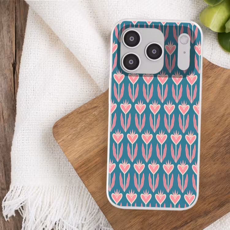 Blauw - Retro - Patroon - Hartjes Telefoonhoesje iPhone 17 Pro klein 878 -sfeer1
