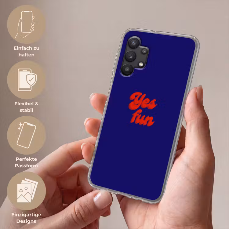 Blauw - Rood - Yes fun - 3D Telefoonhoesje Samsung Galaxy A32 5G klein -sfeer3_DE
